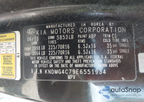 2014 Kia Sedona Lx from USA, damaged, VIN KNDMG4C79E6551934